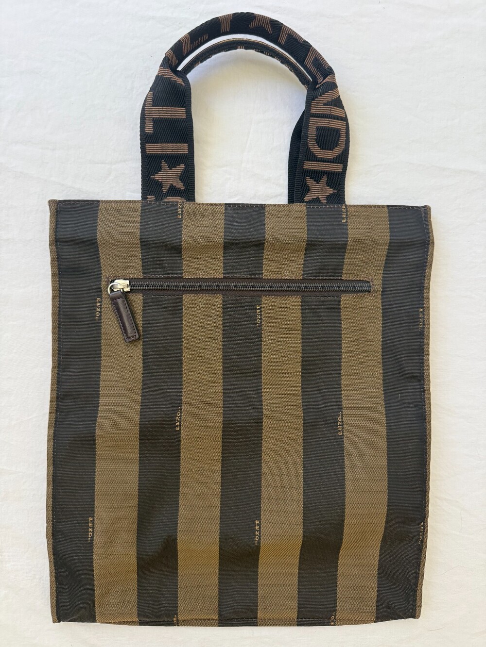 Fendi Vintage Pequin Woven Fabric Tote Karl Lagerfeld Era 1983 Expertly Kept Bag